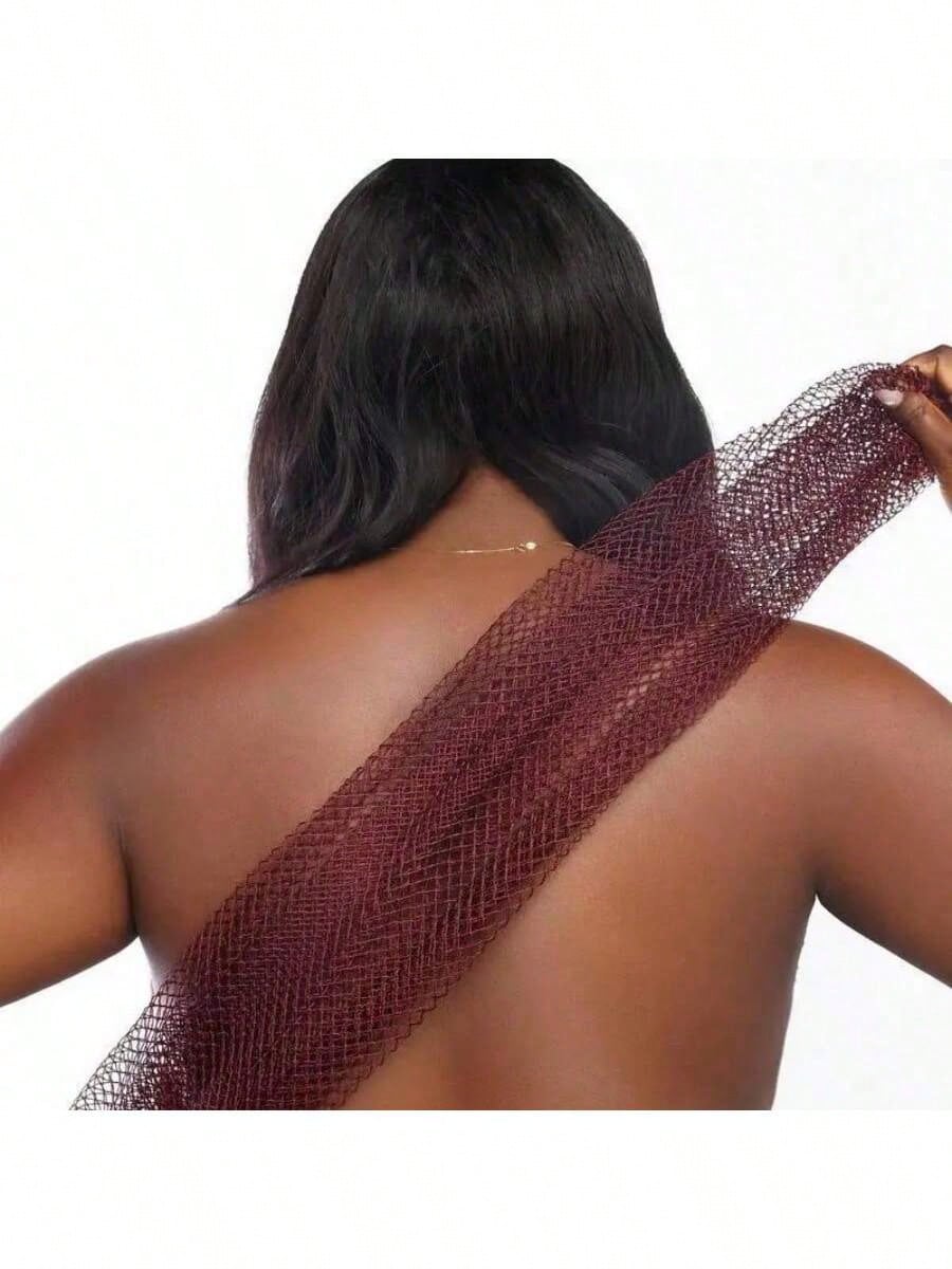 1pc African Mesh Bath Sponge, Unisex Durable Exfoliating Bath Sponge, Stretchable Up To 66 Inches, For Body Scrubbing, Makes Skin Smooth
