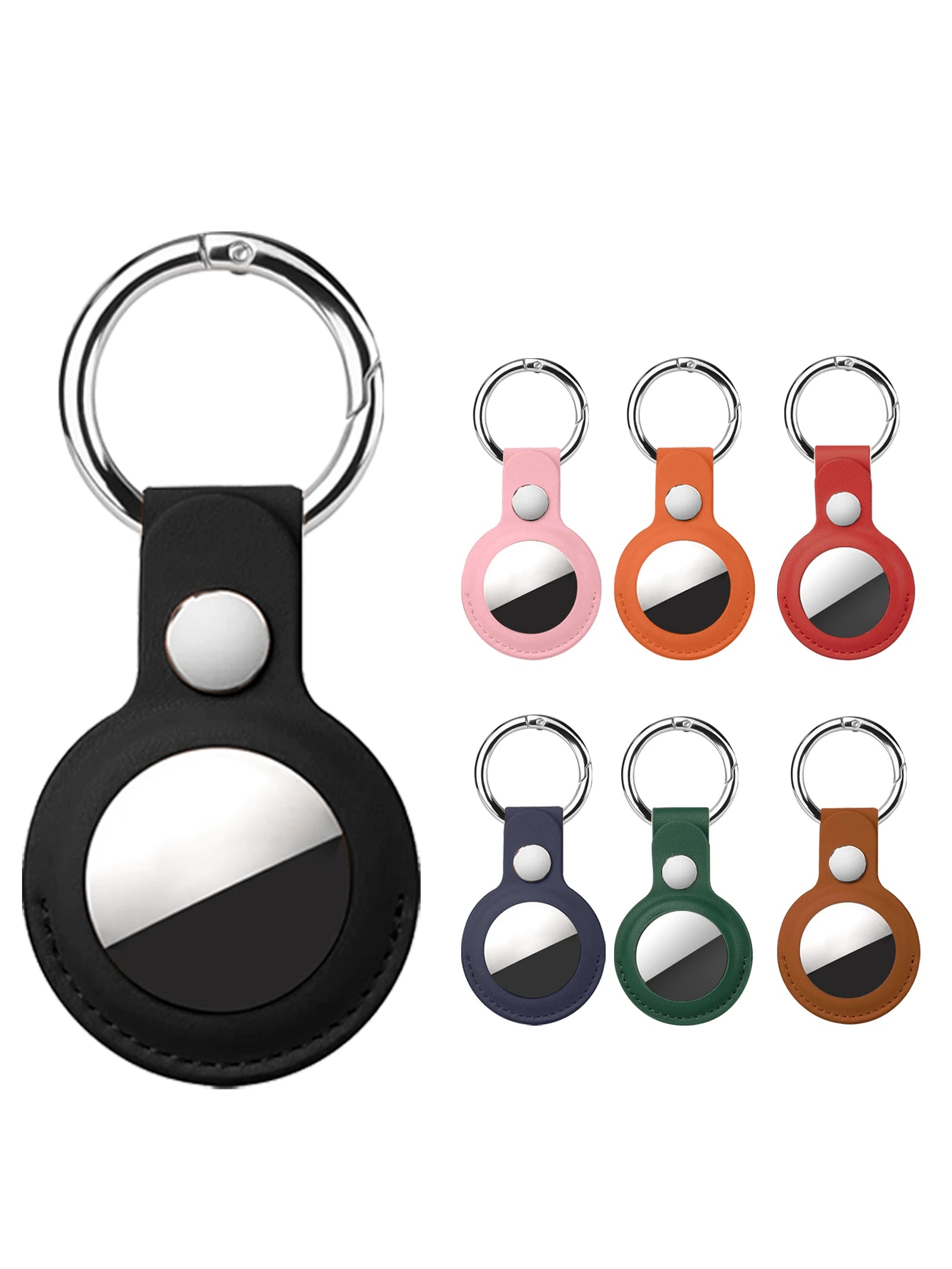 1pc AirTag Protective Case, PU Leather Material, Compatible With Apple AirTag, AirTag Keychain, AirTag Protective Cover, Suitable For Backpack, Keys, Handbag, Pet And Luggage.