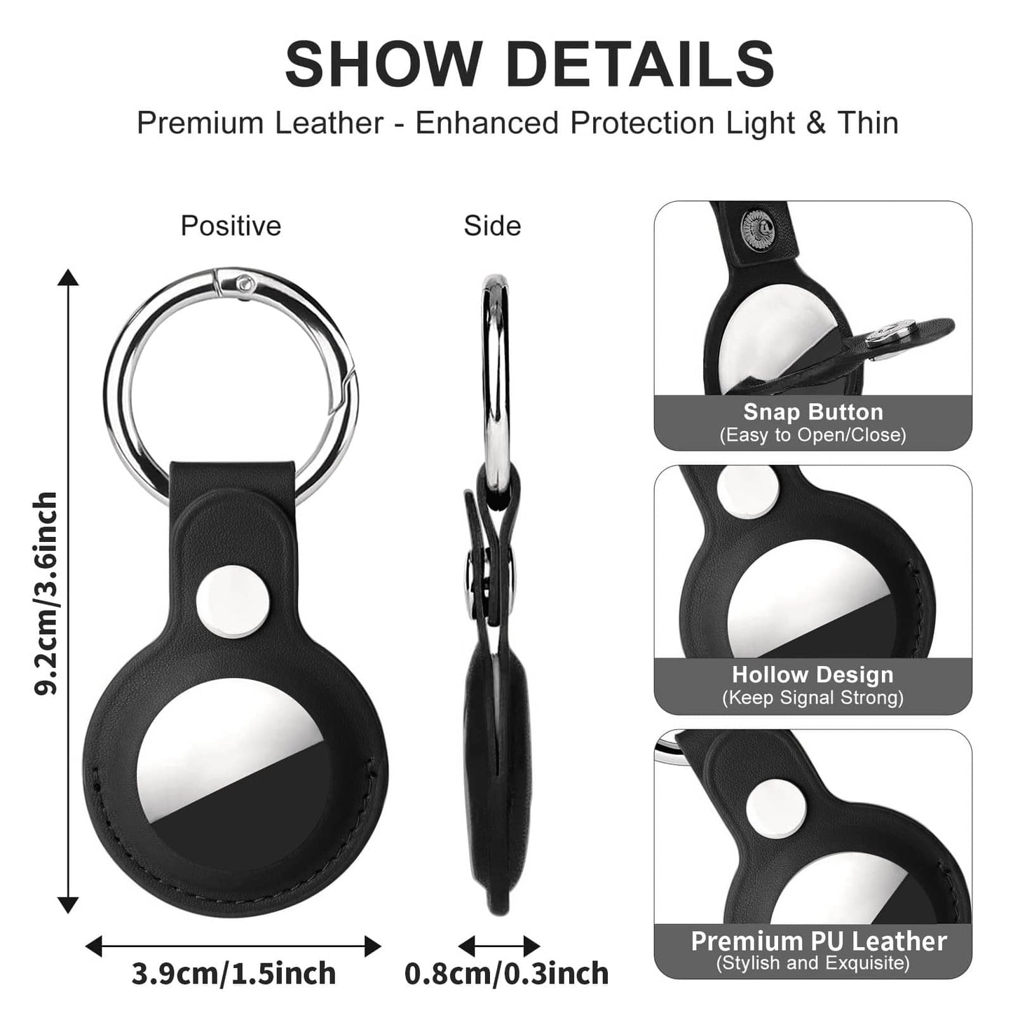 1pc AirTag Protective Case, PU Leather Material, Compatible With Apple AirTag, AirTag Keychain, AirTag Protective Cover, Suitable For Backpack, Keys, Handbag, Pet And Luggage.