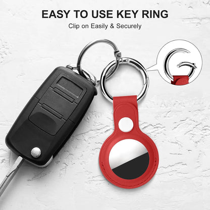 1pc AirTag Protective Case, PU Leather Material, Compatible With Apple AirTag, AirTag Keychain, AirTag Protective Cover, Suitable For Backpack, Keys, Handbag, Pet And Luggage.