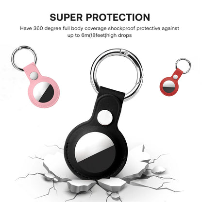 1pc AirTag Protective Case, PU Leather Material, Compatible With Apple AirTag, AirTag Keychain, AirTag Protective Cover, Suitable For Backpack, Keys, Handbag, Pet And Luggage.