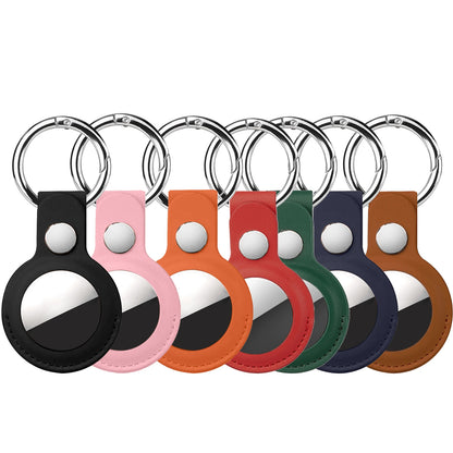 1pc AirTag Protective Case, PU Leather Material, Compatible With Apple AirTag, AirTag Keychain, AirTag Protective Cover, Suitable For Backpack, Keys, Handbag, Pet And Luggage.