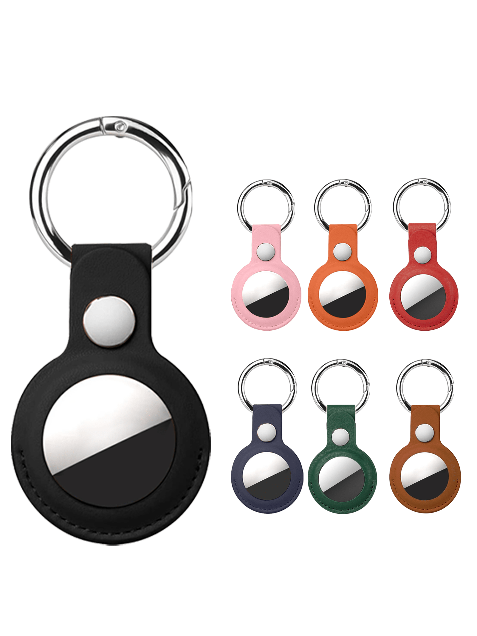 1pc AirTag Protective Case, PU Leather Material, Compatible With Apple AirTag, AirTag Keychain, AirTag Protective Cover, Suitable For Backpack, Keys, Handbag, Pet And Luggage.
