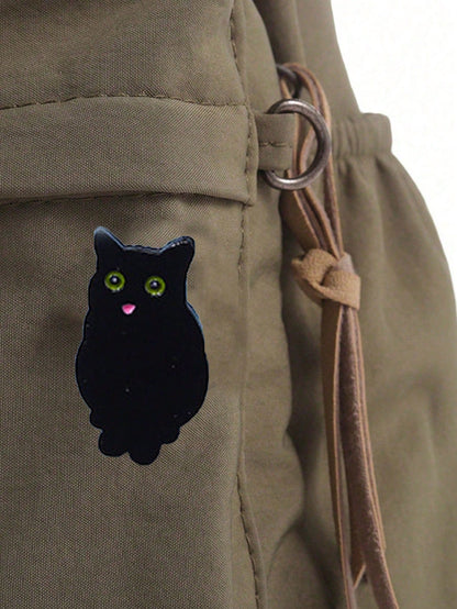 1pc Aluminum Alloy Black Owl Enamel Brooch, Bag Accessory, Valentine's Gift, Fashion Versatile, Suitable For Teenagers, Women, College Students, Teachers, Office Ladies, Newlyweds, Can Be Used As Gift