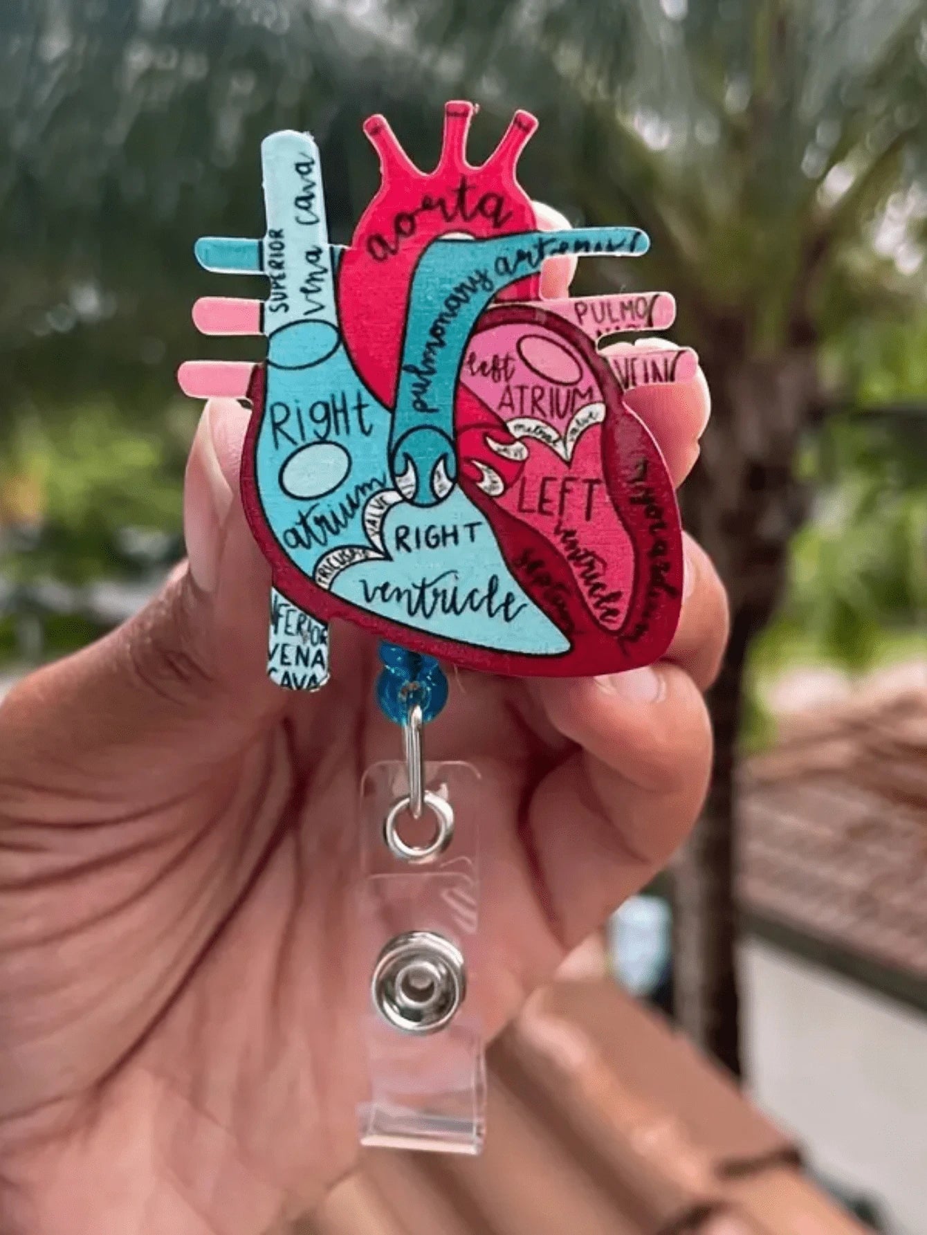 1pc Anatomical Heart Diagram Retractable Badge Reel For Nursing School Stylish Anatomical Heart Diagram Badge Buckle Card Holder For Hospital Workers Nurse Gifts School Supplies Teacher Gifts Back To