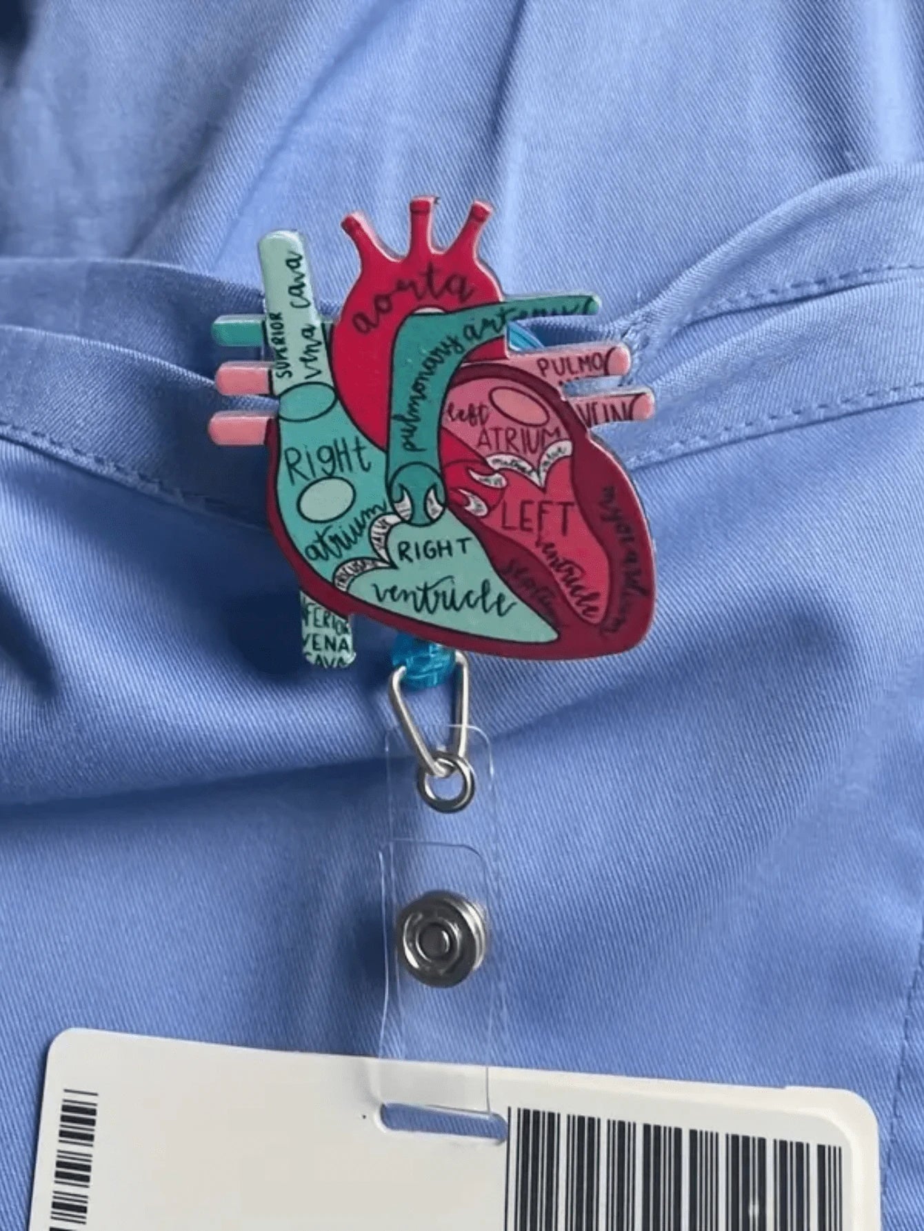 1pc Anatomical Heart Diagram Retractable Badge Reel For Nursing School Stylish Anatomical Heart Diagram Badge Buckle Card Holder For Hospital Workers Nurse Gifts School Supplies Teacher Gifts Back To