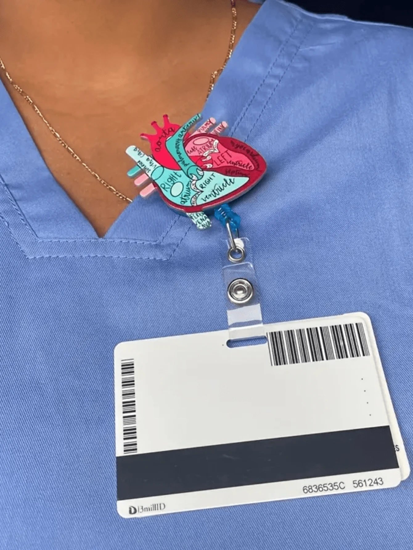 1pc Anatomical Heart Diagram Retractable Badge Reel For Nursing School Stylish Anatomical Heart Diagram Badge Buckle Card Holder For Hospital Workers Nurse Gifts School Supplies Teacher Gifts Back To