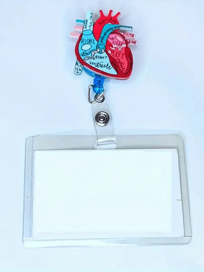 1pc Anatomical Heart Diagram Retractable Badge Reel For Nursing School Stylish Anatomical Heart Diagram Badge Buckle Card Holder For Hospital Workers Nurse Gifts School Supplies Teacher Gifts Back To