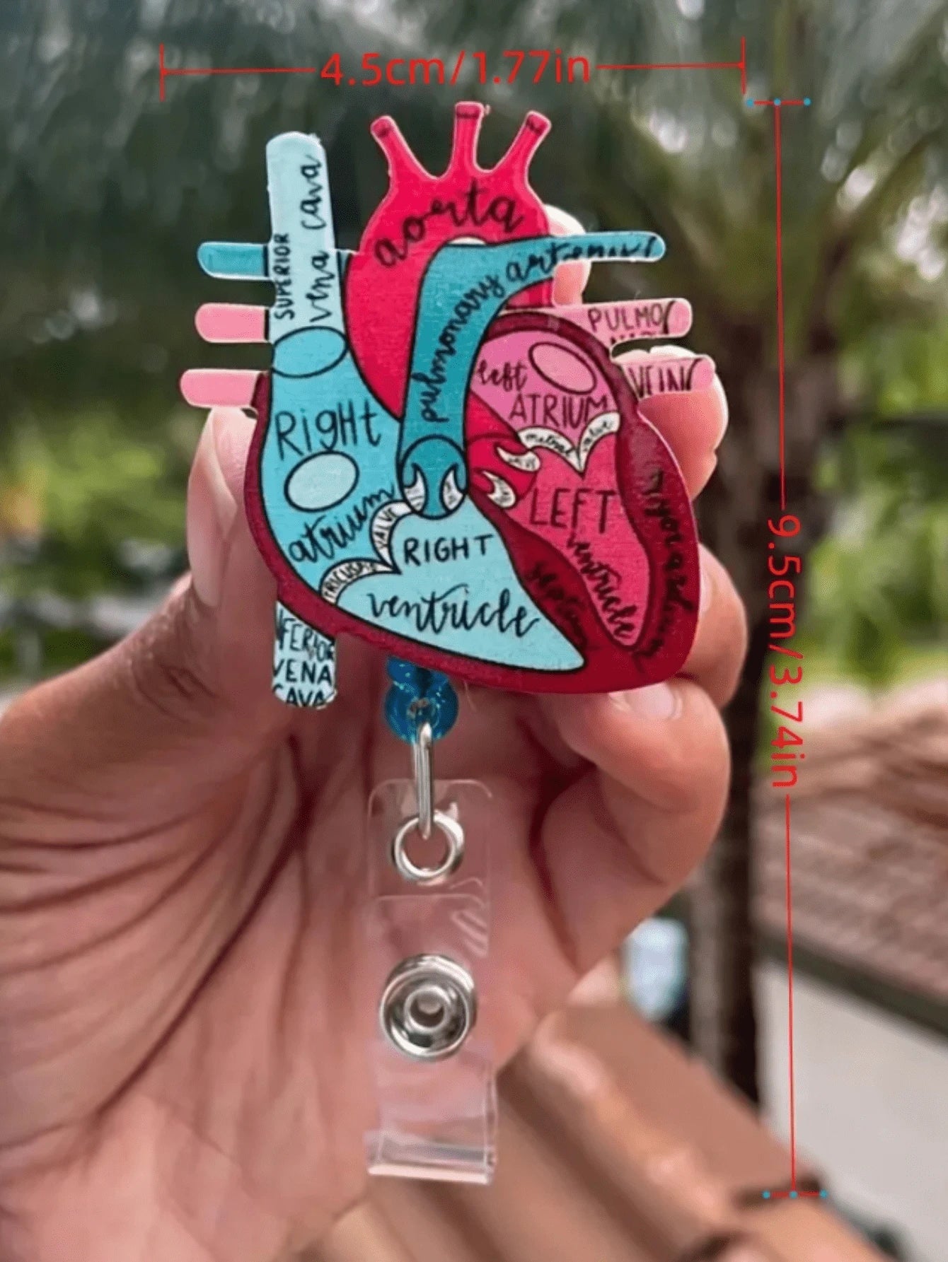 1pc Anatomical Heart Diagram Retractable Badge Reel For Nursing School Stylish Anatomical Heart Diagram Badge Buckle Card Holder For Hospital Workers Nurse Gifts School Supplies Teacher Gifts Back To