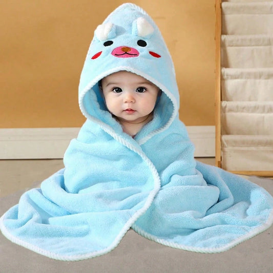 1pc Baby Bath Towel, Size 31.5*31.5in, Hooded Design, Made Of Soft & Absorbent Polyester Fiber Material, Ideal For Bathroom, Stroller And Nap Time