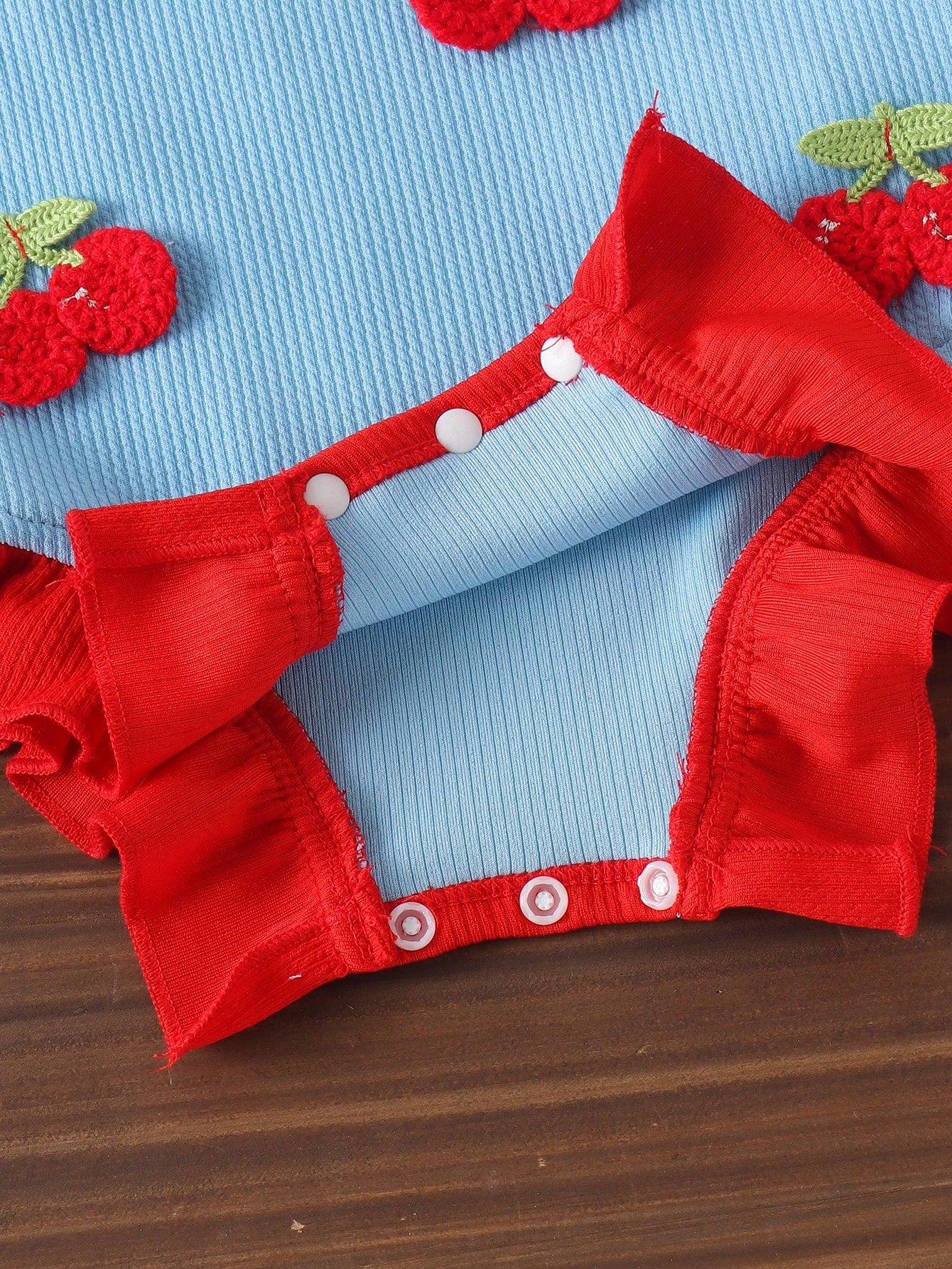 1pc Baby Girl Sweet Cute Contrast Color 3D Cherry Decor Sleeveless Bodysuit, Lightweight Summer, Baby Shower Gift
