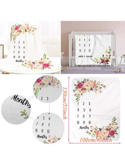 1pc Baby Milestone Blanket, Creative Month Growth Photography Background Blanket, Multi-Functional Baby Blanket, Baby Shower Gift Baby Shower Family Decorations Gifts Baby Shower Easter Gift Things Fo