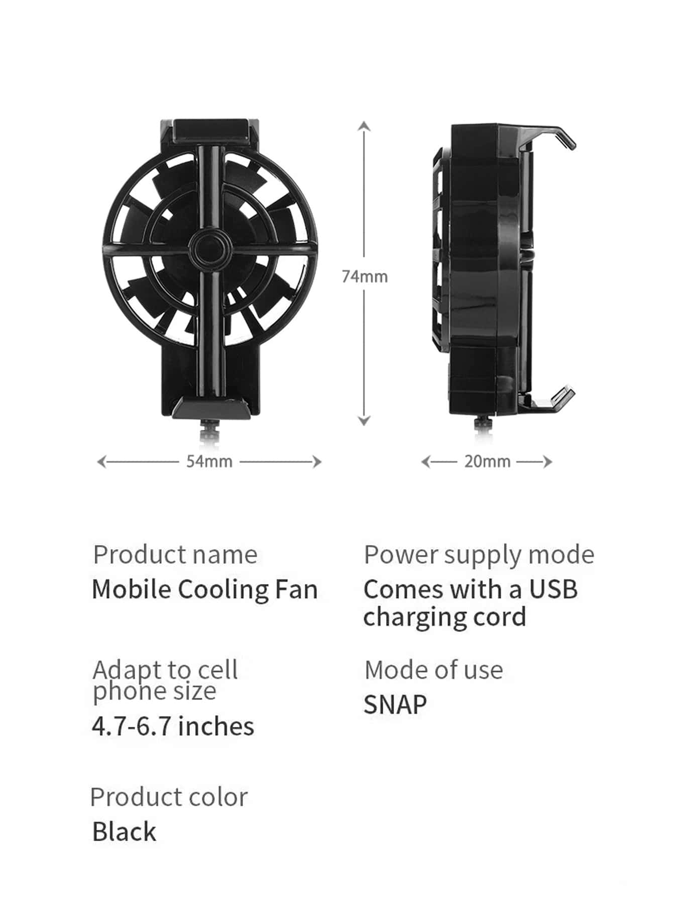 1pc Back Clip Usb Cooling Fan With Heat Sink For Mobile Phone Gaming And Live Streaming For Mute Game E-Sports Gaming Accessories, Phone Cooler