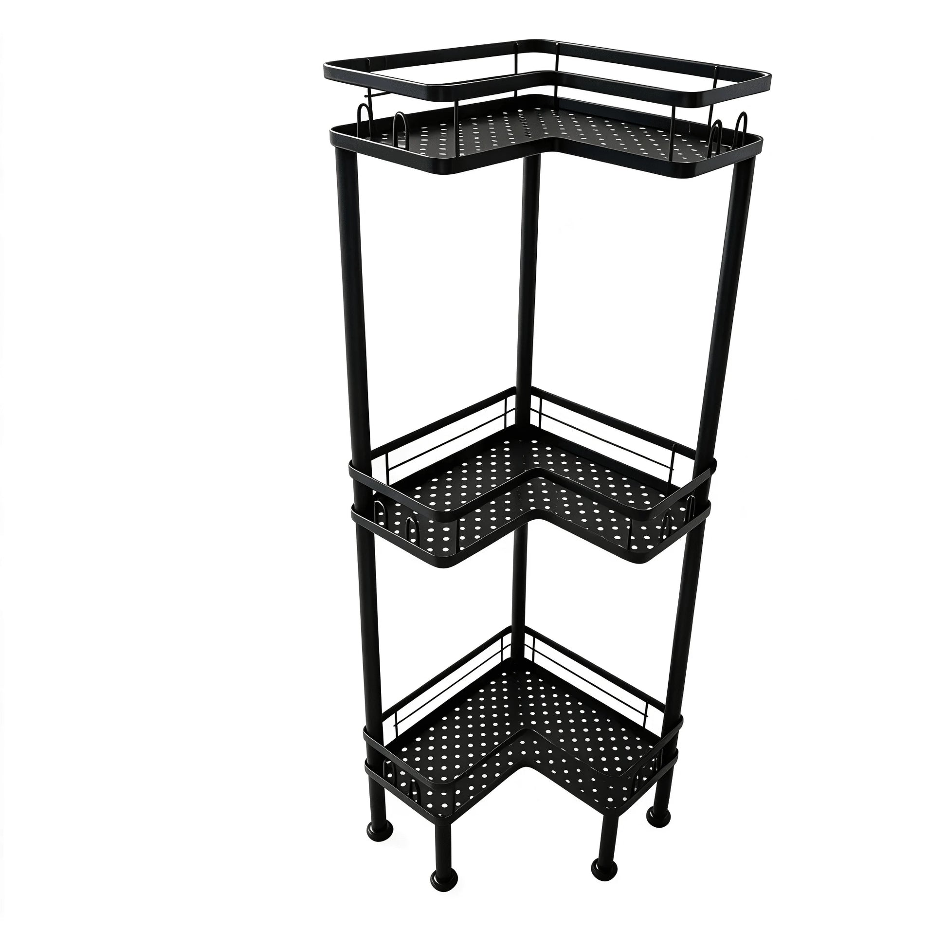 1PC Bathroom Corner Storage Rack, Wall Corner Three-Tier Triangle Shower Shelf With Soap Holder And 2 Hooks, Large Capacity Corner Rack Suitable For Bathroom, Lounge