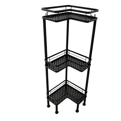 1PC Bathroom Corner Storage Rack, Wall Corner Three-Tier Triangle Shower Shelf With Soap Holder And 2 Hooks, Large Capacity Corner Rack Suitable For Bathroom, Lounge