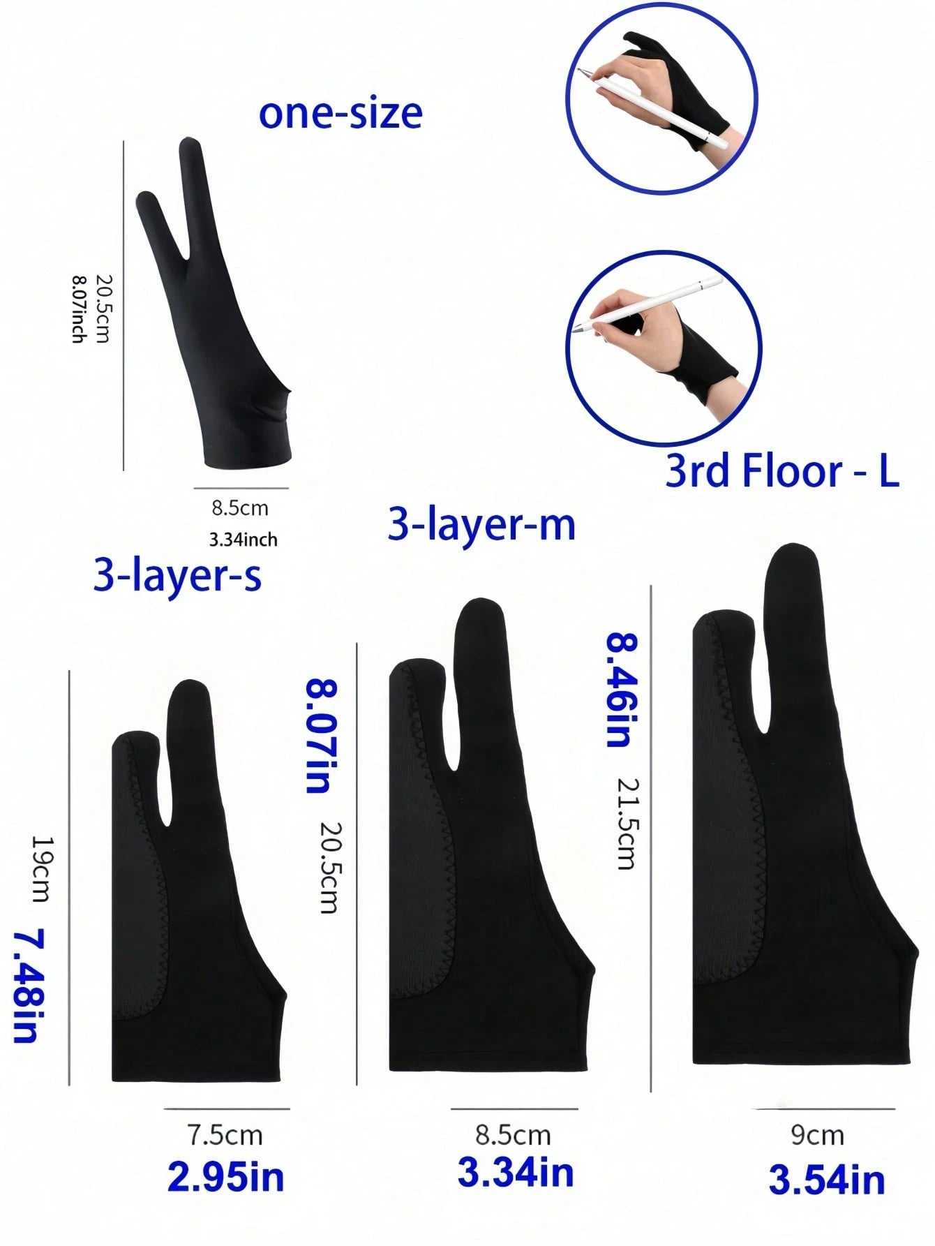 1Pc Black 3-Layer Painting Gloves, Spray Paint Fingerless Gloves, Art Tool DIY Gloves, Suitable For Art Creation Teaching, Artists, Students, Painting, Sketching Gloves, 4 Styles And Sizes, Suitable F