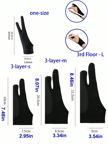 1Pc Black 3-Layer Painting Gloves, Spray Paint Fingerless Gloves, Art Tool DIY Gloves, Suitable For Art Creation Teaching, Artists, Students, Painting, Sketching Gloves, 4 Styles And Sizes, Suitable F