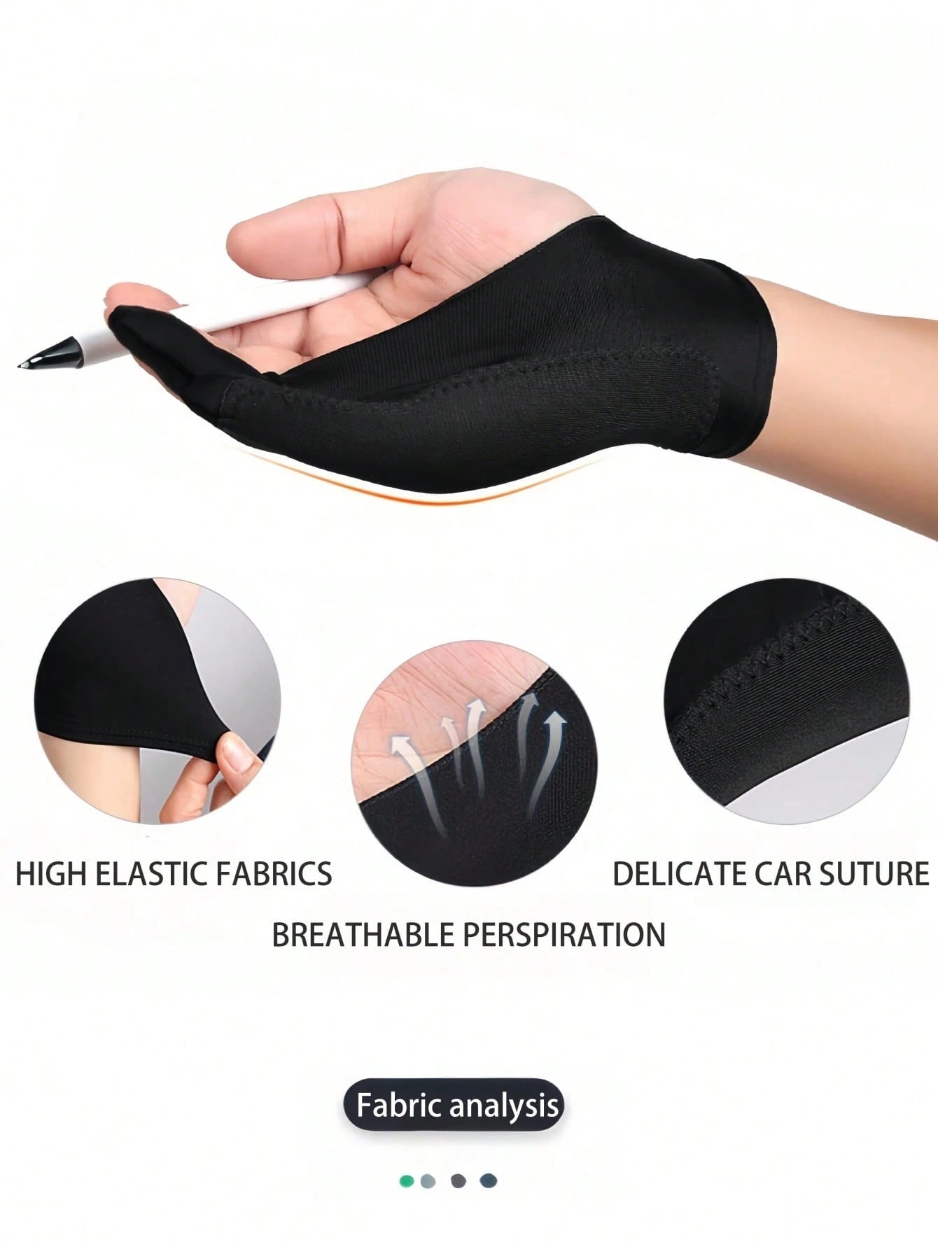 1Pc Black 3-Layer Painting Gloves, Spray Paint Fingerless Gloves, Art Tool DIY Gloves, Suitable For Art Creation Teaching, Artists, Students, Painting, Sketching Gloves, 4 Styles And Sizes, Suitable F