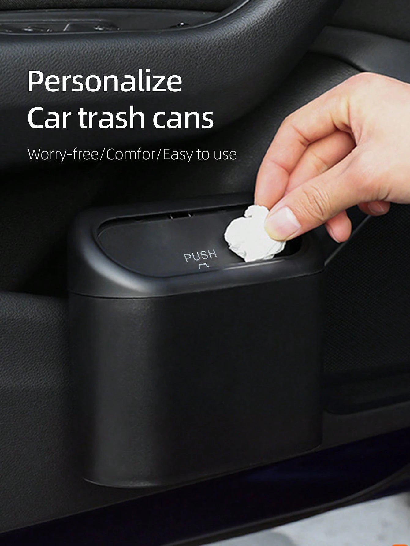 1pc Black Mini Creative Car Trash Can