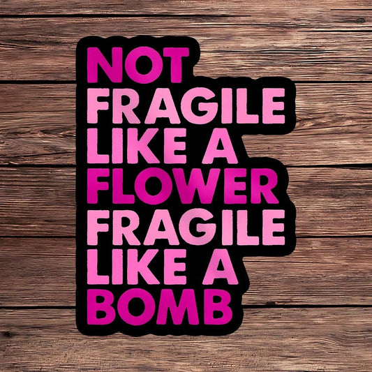 1PC Bold Pink Empowerment Quote Vinyl Sticker, Waterproof Flower Strength Text Decal With Feminine Attitude Typography Style For Laptop, Water Bottle, Notebook, Journal, Phone Case, Luggage Decor