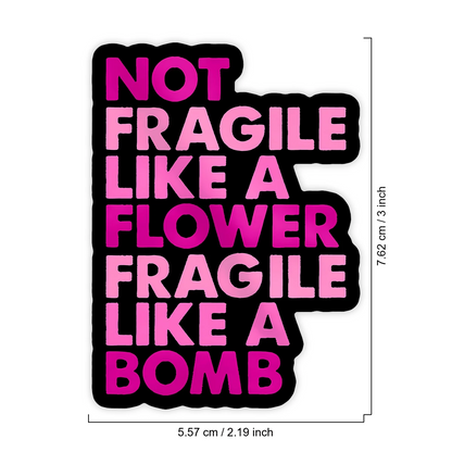 1PC Bold Pink Empowerment Quote Vinyl Sticker, Waterproof Flower Strength Text Decal With Feminine Attitude Typography Style For Laptop, Water Bottle, Notebook, Journal, Phone Case, Luggage Decor