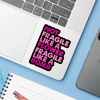 1PC Bold Pink Empowerment Quote Vinyl Sticker, Waterproof Flower Strength Text Decal With Feminine Attitude Typography Style For Laptop, Water Bottle, Notebook, Journal, Phone Case, Luggage Decor