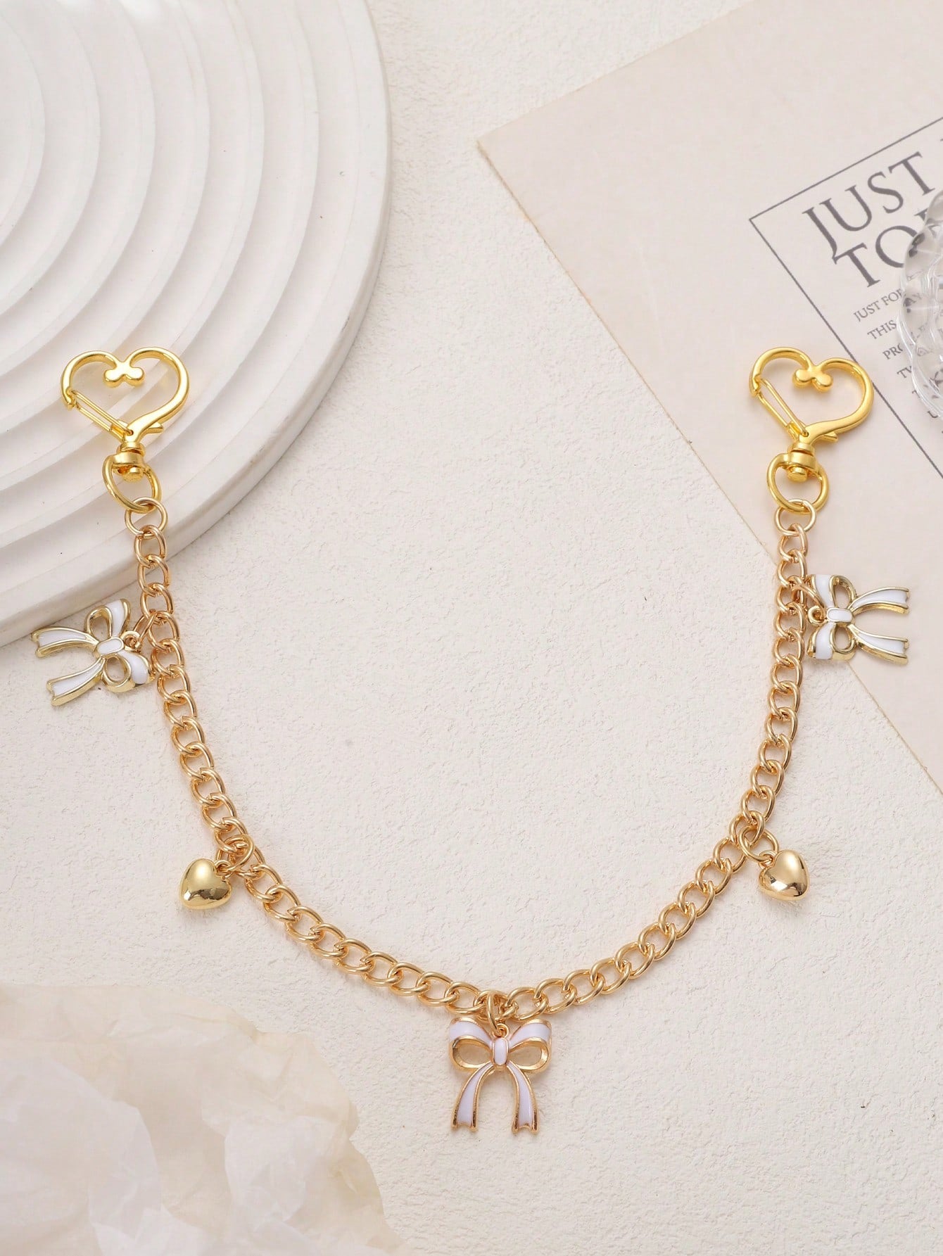 1pc Bow Pattern Handbag Chain Accessory, Gold Bow Pendant Handbag Extension Chain, Decorative And Replaceable Metal Bag Chain, Fashion Pendant, Beach Vacation Style, Bow Y2K Kawaii Chinese Keychain