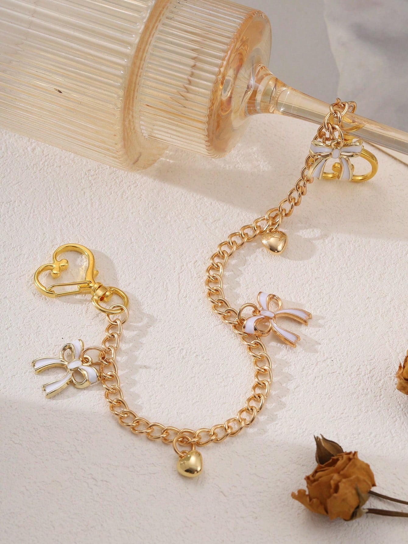 1pc Bow Pattern Handbag Chain Accessory, Gold Bow Pendant Handbag Extension Chain, Decorative And Replaceable Metal Bag Chain, Fashion Pendant, Beach Vacation Style, Bow Y2K Kawaii Chinese Keychain