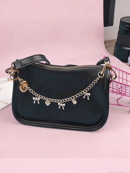 1pc Bow Pattern Handbag Chain Accessory, Gold Bow Pendant Handbag Extension Chain, Decorative And Replaceable Metal Bag Chain, Fashion Pendant, Beach Vacation Style, Bow Y2K Kawaii Chinese Keychain