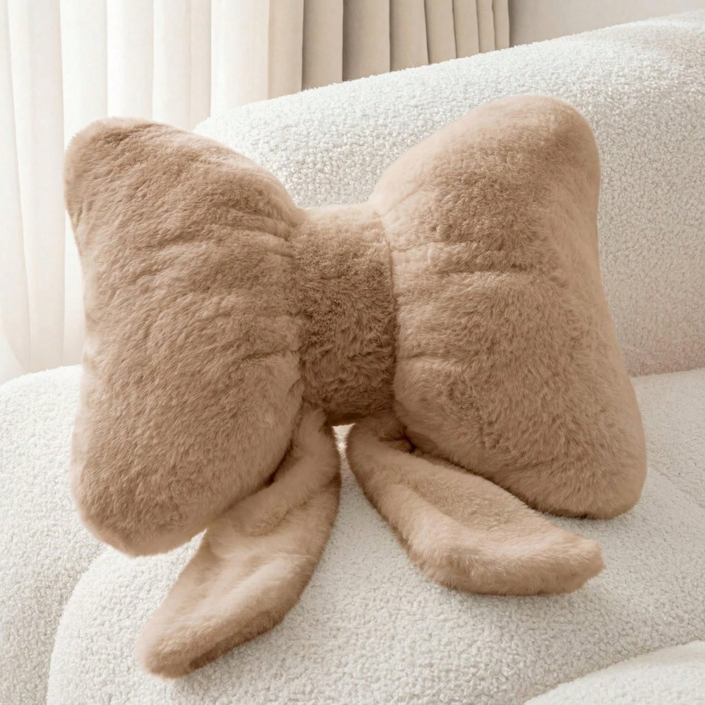 1pc Bowknot Decorative Cute Throw Pillow, Soft Plush Cushion For Bed Sofa Home Decor, Suitable For Sofa Bedroom Living Room, Indoor Decoration, Pillowcase, Wedding, Bedroom Decor, Valentine's Day, Tha