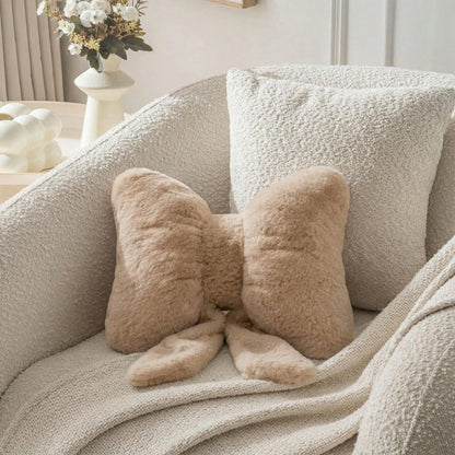 1pc Bowknot Decorative Cute Throw Pillow, Soft Plush Cushion For Bed Sofa Home Decor, Suitable For Sofa Bedroom Living Room, Indoor Decoration, Pillowcase, Wedding, Bedroom Decor, Valentine's Day, Tha