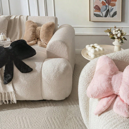 1pc Bowknot Decorative Cute Throw Pillow, Soft Plush Cushion For Bed Sofa Home Decor, Suitable For Sofa Bedroom Living Room, Indoor Decoration, Pillowcase, Wedding, Bedroom Decor, Valentine's Day, Tha
