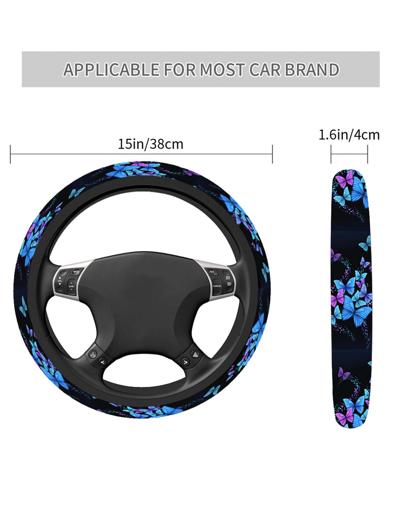 1pc Butterfly Pattern Car Steering Wheel Cover