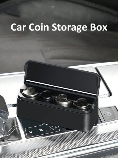 1pc Car Coin Storage Box, Folding Storage Box For Car, Mini Coin Box, Creative Finishing Box Savings Can, Car Storage Accessories