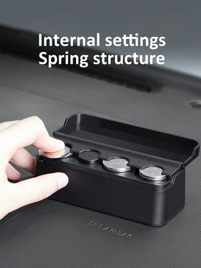 1pc Car Coin Storage Box, Folding Storage Box For Car, Mini Coin Box, Creative Finishing Box Savings Can, Car Storage Accessories