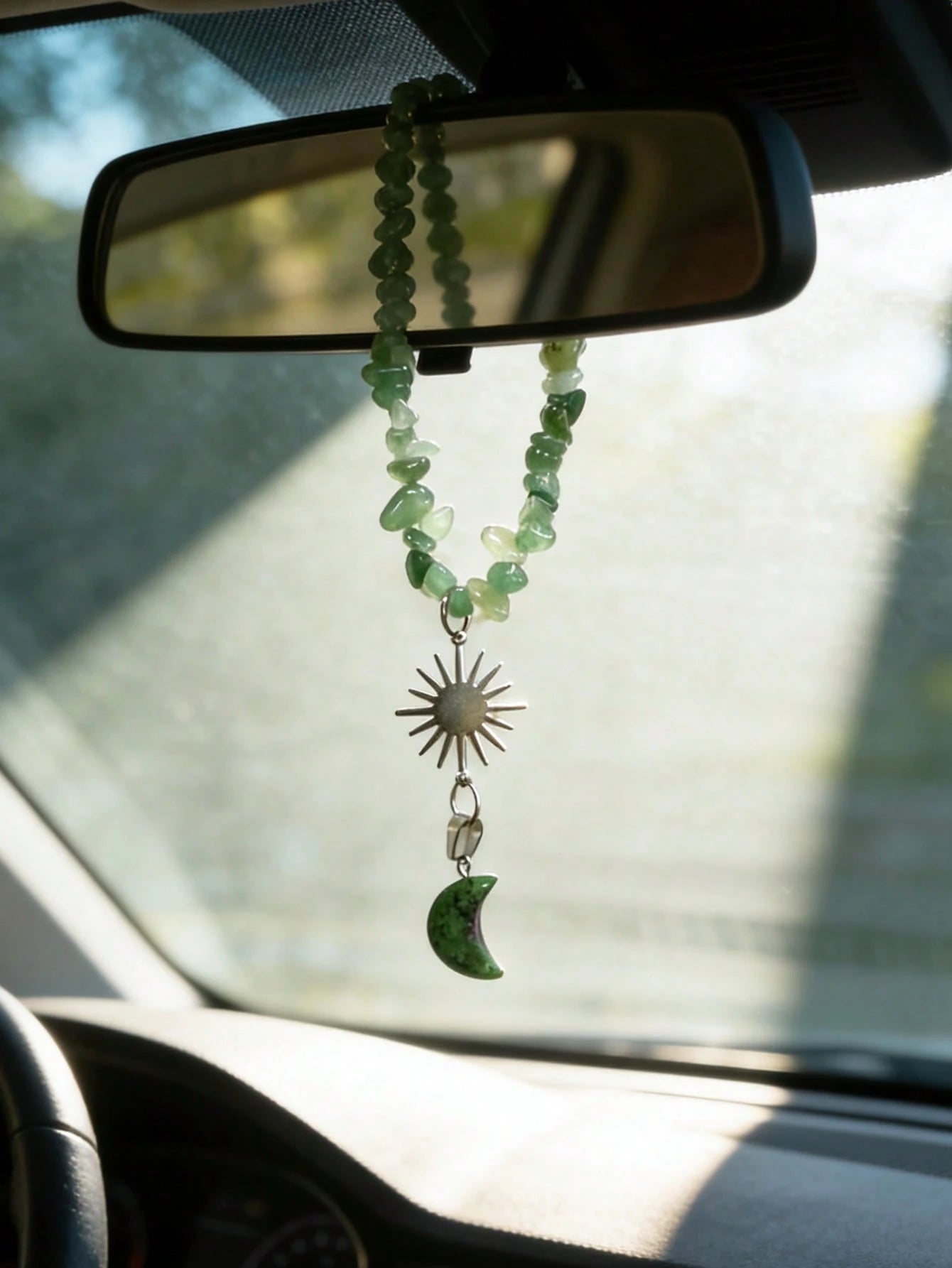 1pc Car Interior Stone Pendant, Rearview Mirror Hanging Decor, Car Interior Pendant