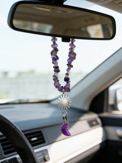 1pc Car Interior Stone Pendant, Rearview Mirror Hanging Decor, Car Interior Pendant