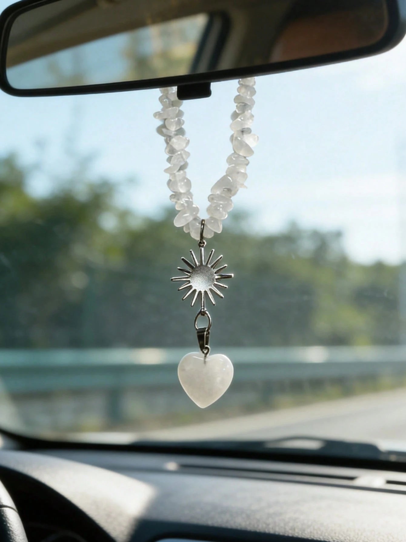 1pc Car Interior Stone Pendant, Rearview Mirror Hanging Decor, Car Interior Pendant