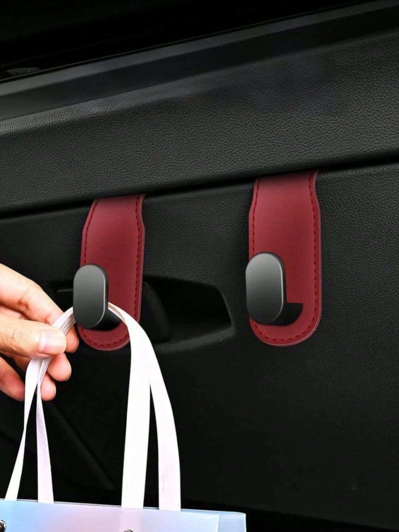1pc Car Passenger Seat Glove Box Hook- High Strength PU Leather Storage Bag With Adjustable Strap And Safety Buckle, Hidden Adhesive Installation, Universal Fit For Sedan, SUV And Truck- Convenient