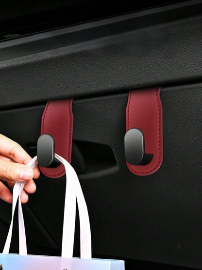 1pc Car Passenger Seat Glove Box Hook- High Strength PU Leather Storage Bag With Adjustable Strap And Safety Buckle, Hidden Adhesive Installation, Universal Fit For Sedan, SUV And Truck- Convenient