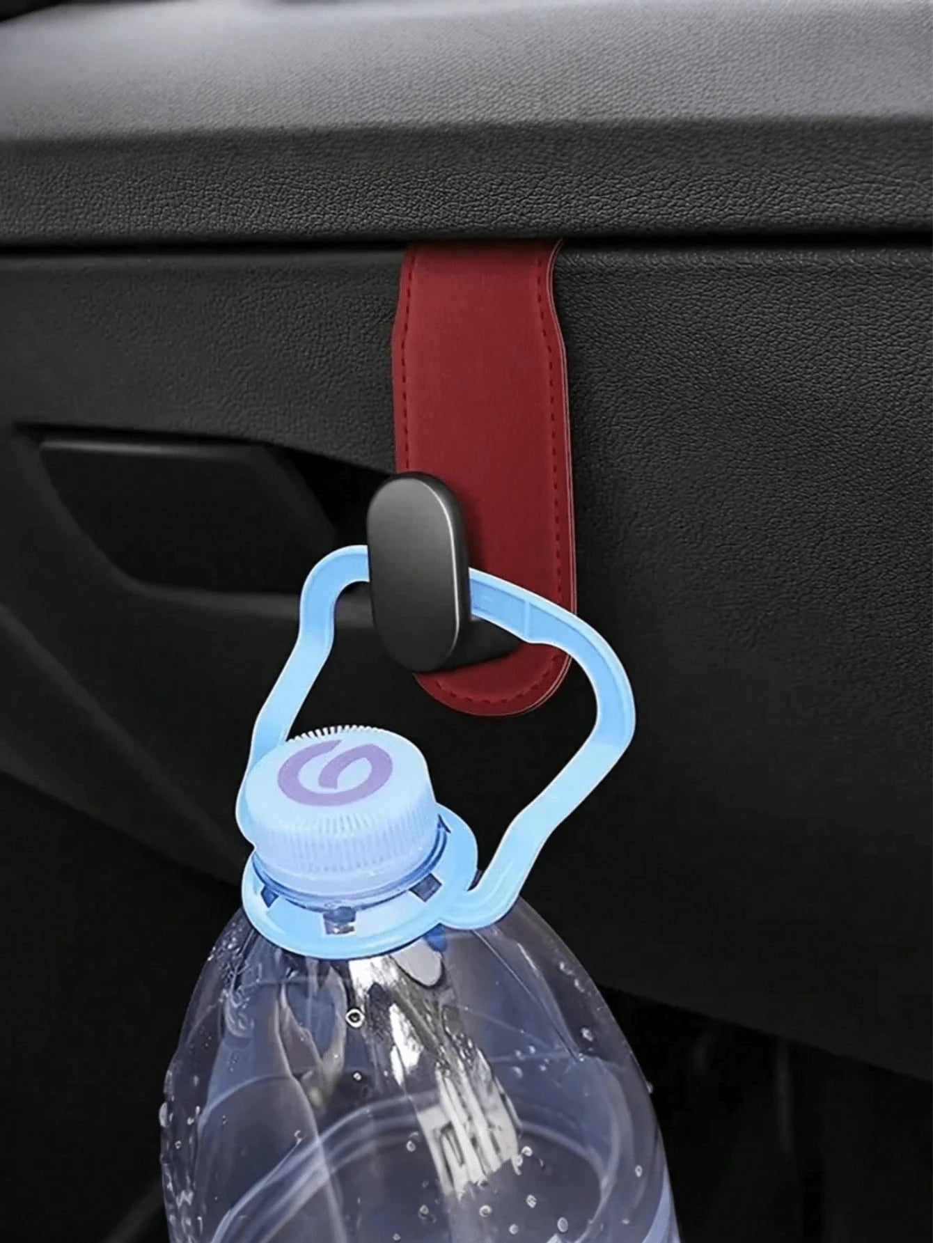 1pc Car Passenger Seat Glove Box Hook- High Strength PU Leather Storage Bag With Adjustable Strap And Safety Buckle, Hidden Adhesive Installation, Universal Fit For Sedan, SUV And Truck- Convenient