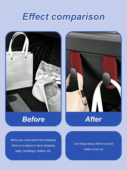 1pc Car Passenger Seat Glove Box Hook- High Strength PU Leather Storage Bag With Adjustable Strap And Safety Buckle, Hidden Adhesive Installation, Universal Fit For Sedan, SUV And Truck- Convenient