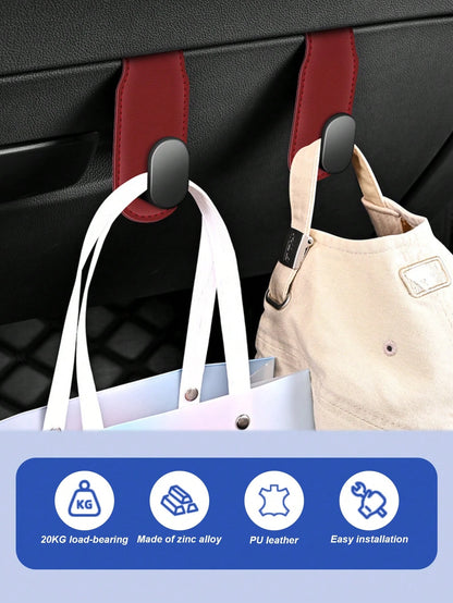 1pc Car Passenger Seat Glove Box Hook- High Strength PU Leather Storage Bag With Adjustable Strap And Safety Buckle, Hidden Adhesive Installation, Universal Fit For Sedan, SUV And Truck- Convenient