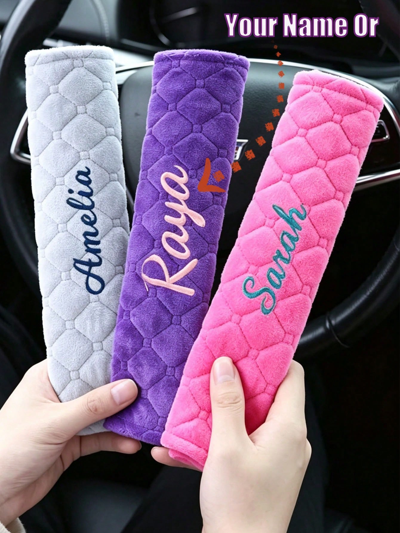 1pc Car Seat Belt Shoulder Pad, Customizable With Your Personalized Name Text- Comfortable Shoulder Protection, Relieves Shoulder Tightness And Pressure. Suitable For Comfortable Driving, Handbags, C