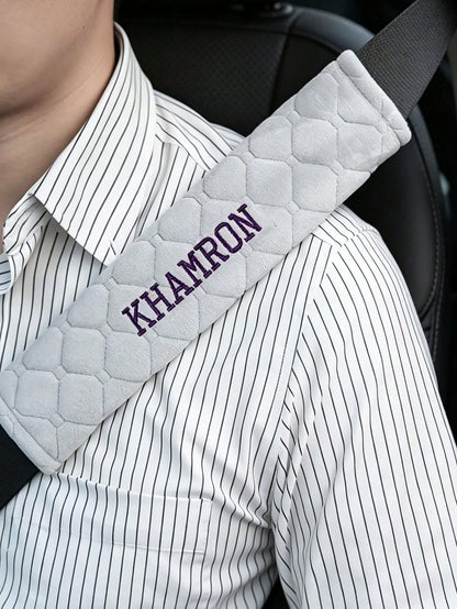 1pc Car Seat Belt Shoulder Pad, Customizable With Your Personalized Name Text- Comfortable Shoulder Protection, Relieves Shoulder Tightness And Pressure. Suitable For Comfortable Driving, Handbags, C