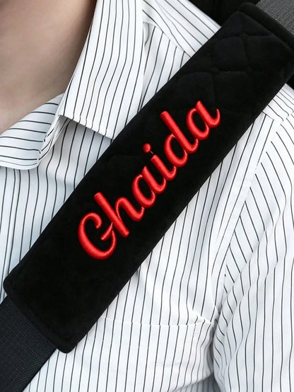 1pc Car Seat Belt Shoulder Pad, Customizable With Your Personalized Name Text- Comfortable Shoulder Protection, Relieves Shoulder Tightness And Pressure. Suitable For Comfortable Driving, Handbags, C