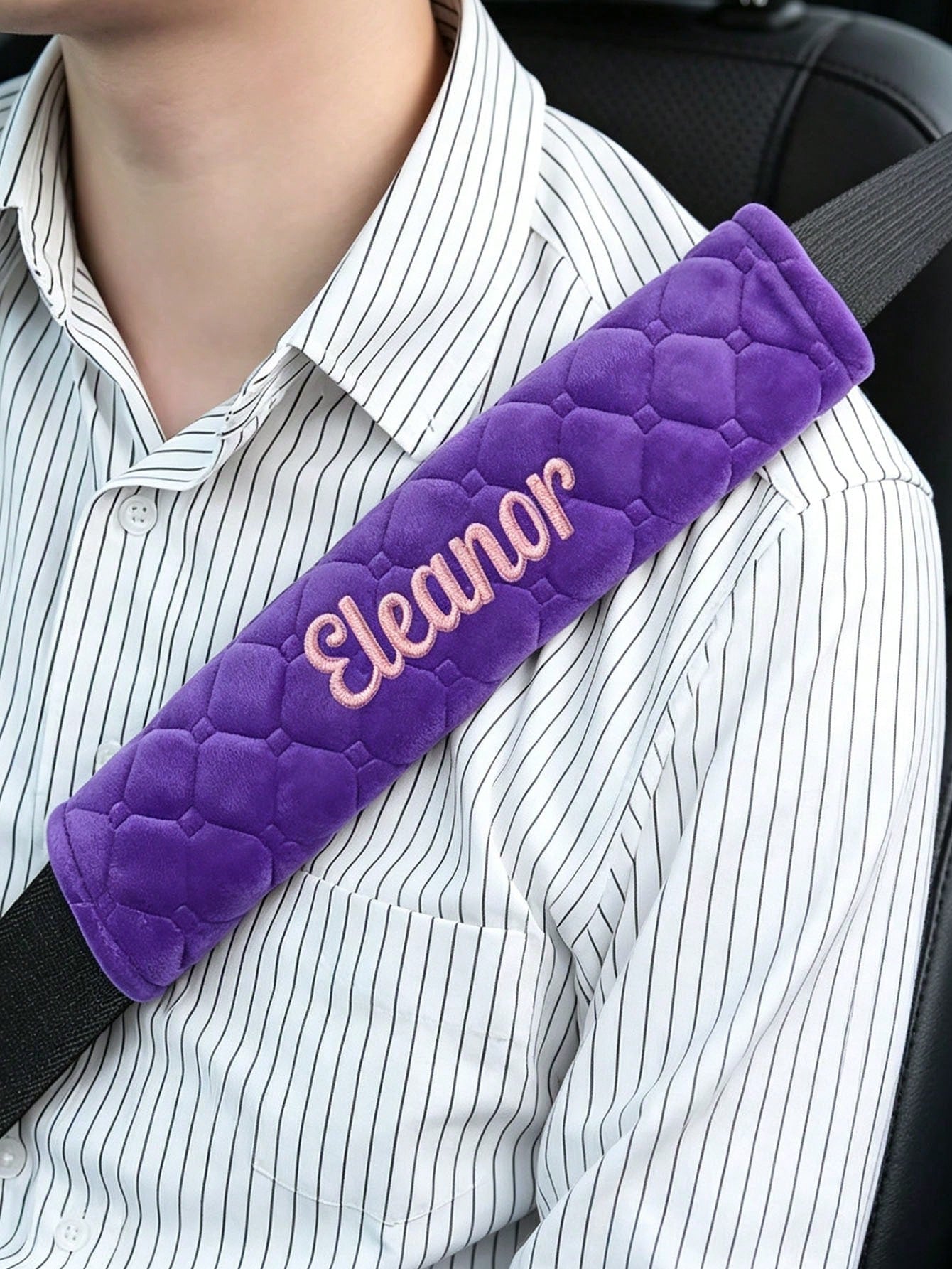 1pc Car Seat Belt Shoulder Pad, Customizable With Your Personalized Name Text- Comfortable Shoulder Protection, Relieves Shoulder Tightness And Pressure. Suitable For Comfortable Driving, Handbags, C