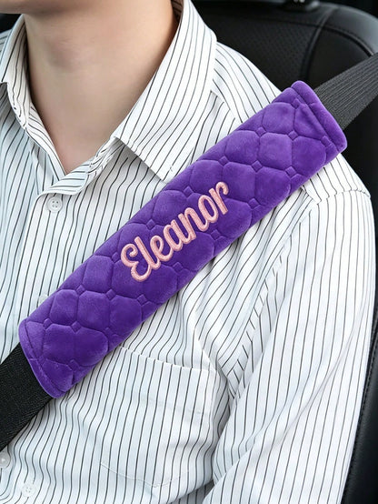 1pc Car Seat Belt Shoulder Pad, Customizable With Your Personalized Name Text- Comfortable Shoulder Protection, Relieves Shoulder Tightness And Pressure. Suitable For Comfortable Driving, Handbags, C