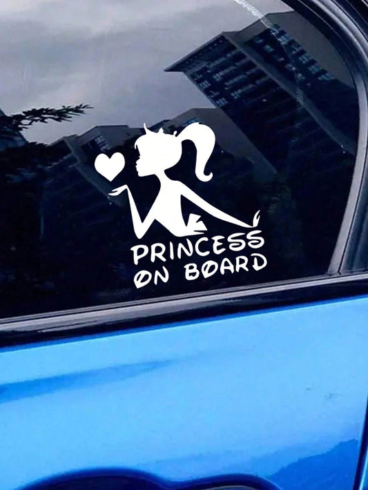 1pc Car Sticker With Princess Onboard Design For Girls