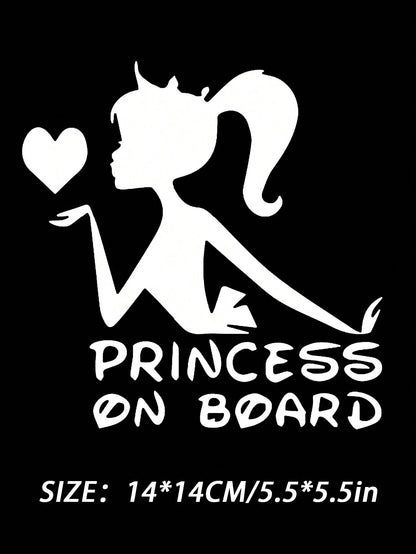 1pc Car Sticker With Princess Onboard Design For Girls
